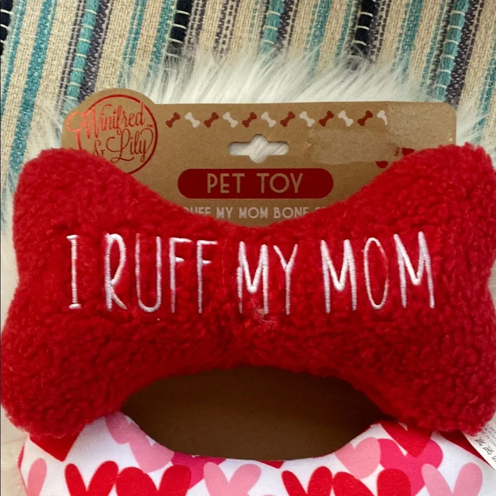 New Red and Pink Dog Bone Toys “Ruff my Mom”